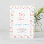 Invitation Baby shower simple Points colorés personnalisés (Debout devant)