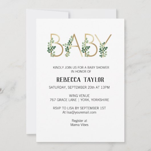 Invitation Baby shower simple pour bébé Slogan (Devant)