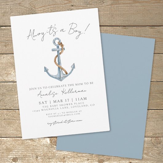 Invitation Baby Shower Simple sur le Thème de la Mer