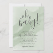 Invitation Baby Shower Simple Vert Sauge Oh Bébé (Devant)