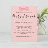 Invitation Baby shower Simplement Rose Bow (Debout devant)