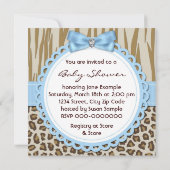 Invitation Baby Shower Singe Brun et Bleu (Dos)