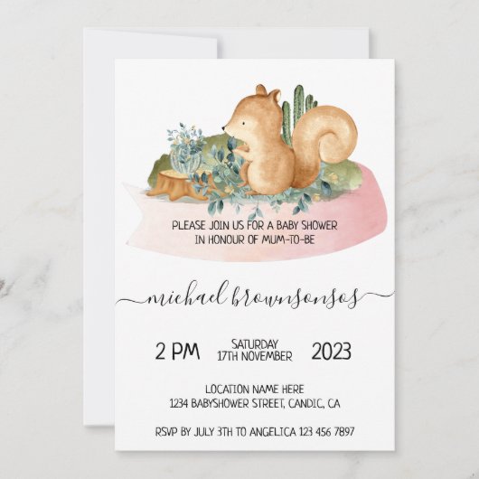 Invitation Baby-Shower Singe Tropical (Devant)