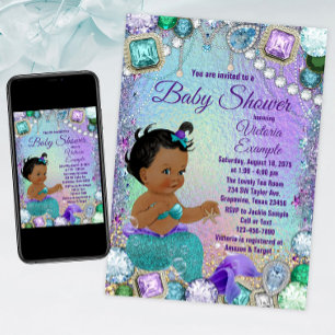 Invitation Baby Shower Sirène Africaine Bijou