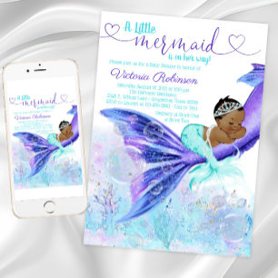 Invitation Baby shower sirène Afro-Américaine