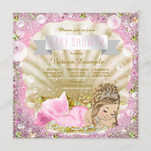 Invitation Baby Shower Sirène Blonde Rose