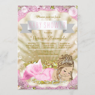 Invitation Baby Shower Sirène Blonde Rose et Or