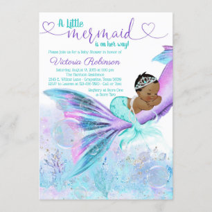 Invitation Baby shower sirène ethnique afro-américaine
