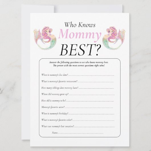 Invitation Baby shower Sirène maman bébé sous la mer (Devant)