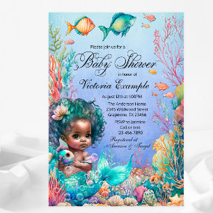 Invitation Baby Shower Sirène Noire