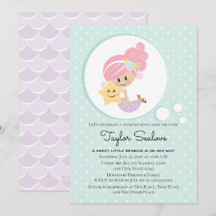 Invitation Baby Shower Sirène Peau Claire Tonée
