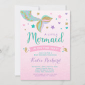 Invitation Baby shower sirène rose Turquoise pourp (Devant)