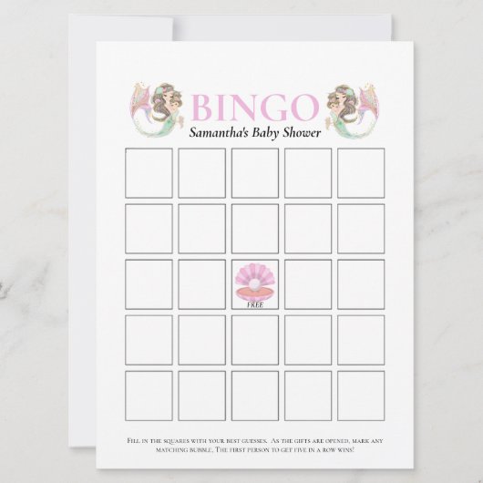 Invitation Baby shower sirène sous la mer (Devant)