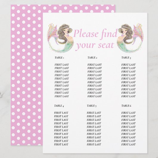 Invitation Baby shower sirène sous la mer (Devant / Derrière)