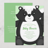 Invitation Baby shower Skunk Green (Devant / Derrière)