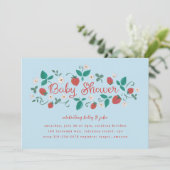 Invitation Baby shower Sky Blue de fraises (Debout devant)