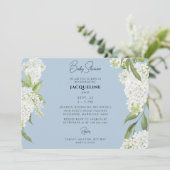 Invitation Baby shower Sky Blue Driving White Hydrangeas (Debout devant)
