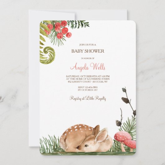 Invitation Baby shower Sleepy Fawn (Devant)
