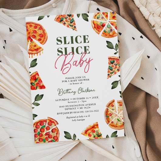 Invitation Baby Shower Slice Slice Pizza