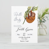 Invitation baby shower Sloth (Debout devant)