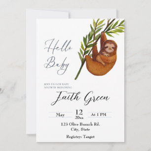Invitation baby shower Sloth 
