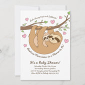 Invitation Baby shower Sloth mignonne maman et bébé (Devant)