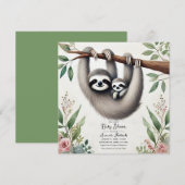 Invitation Baby Shower Sloth Rustique (Devant / Derrière)