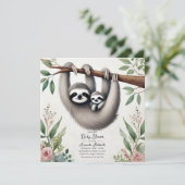Invitation Baby Shower Sloth Rustique (Debout devant)