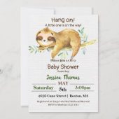Invitation Baby Shower Sloth Rustique (Devant)