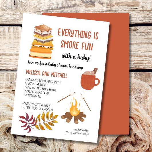 Invitation Baby shower Smore Campfire Marshmallow
