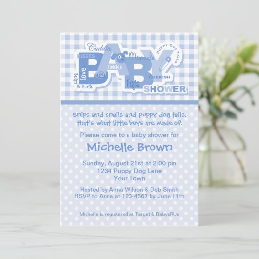 Invitation Baby shower Snips & Snails (Debout devant)