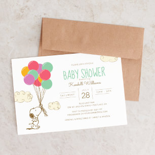 Invitation Baby shower Snoopy et Balloons