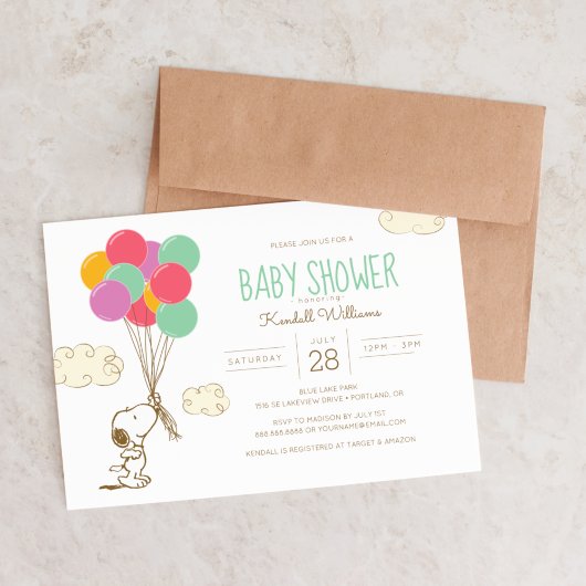 Invitation Baby shower Snoopy et Balloons
