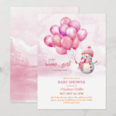 Invitation Baby shower Snowman Baby Girl (Devant / Derrière)