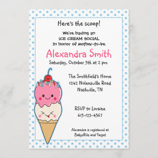 Invitation Baby shower social de la glace