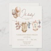 Invitation Baby shower Soft Boho Neutral Vêtements de bébé (Devant / Derrière)