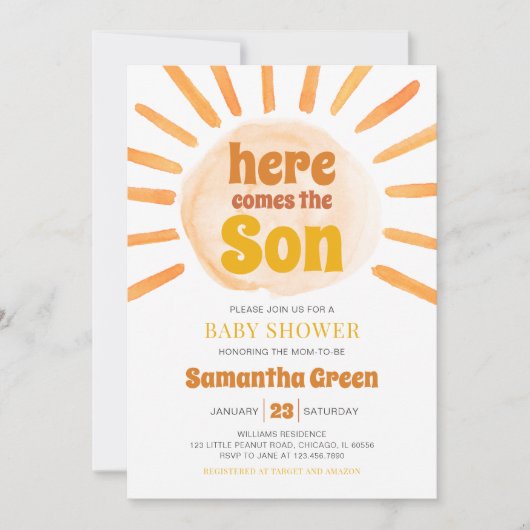 Invitation Baby shower solaire (Devant)