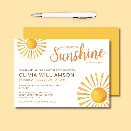 Invitation Baby shower solaire