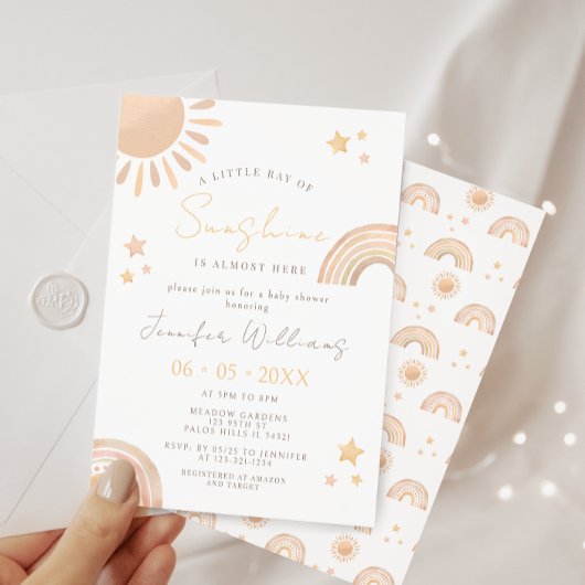 Invitation Baby shower solaire Boho Sun et Rainbow