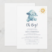 Invitation Baby shower solaire de l'aquarelle éléphante (Devant / Derrière)
