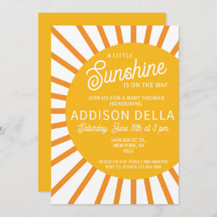 Invitation Baby shower solaire jaune