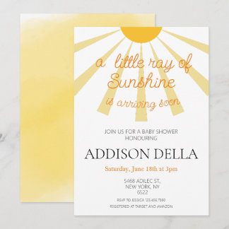 Invitation Baby shower solaire jaune