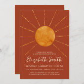 Invitation Baby shower solaire orange vif (Devant / Derrière)