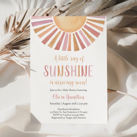 Invitation Baby shower solaire, Un petit rayon de soleil