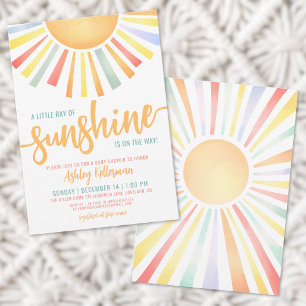 Invitation Baby shower soleil coloré brillant