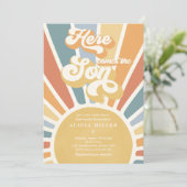Invitation Baby shower Soleil Ici Venez Le Fils Tons Moutés (Debout devant)