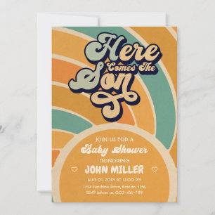 Invitation Baby shower Soleil Ici Venez Le Son Retro