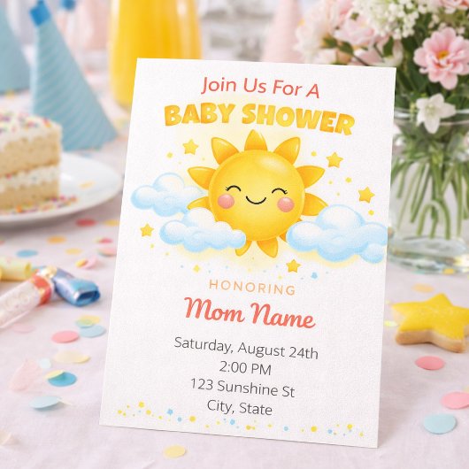 Invitation Baby Shower Soleil Mignon