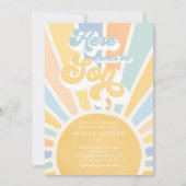 Invitation Baby shower Soleil Venez Ici Le Son Blue Rays (Devant)