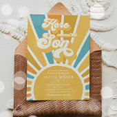 Invitation Baby shower Soleil Venez Ici Le Son Blue Rays